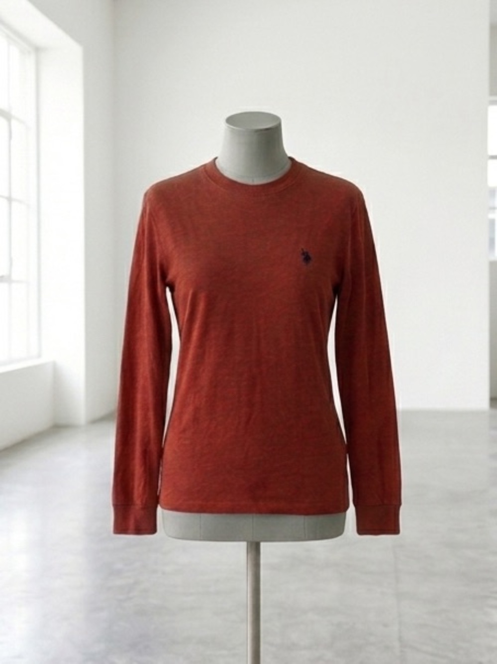U.S. Polo Assn. Rust Red Crewneck T-Shirt with Navy Trim